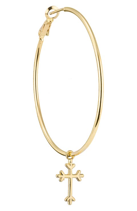 Cross Charm Hoop Earrings