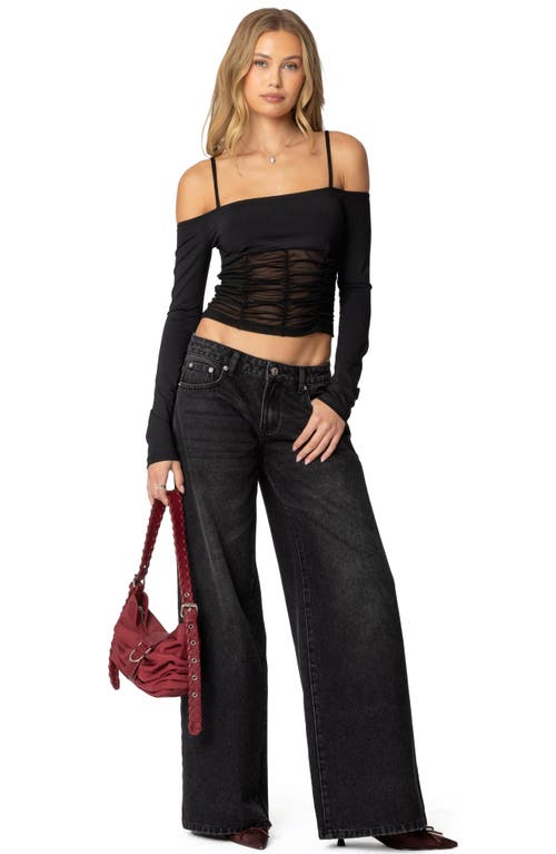 Edikted Vyxen Wide Leg Jeans In Black-washed
