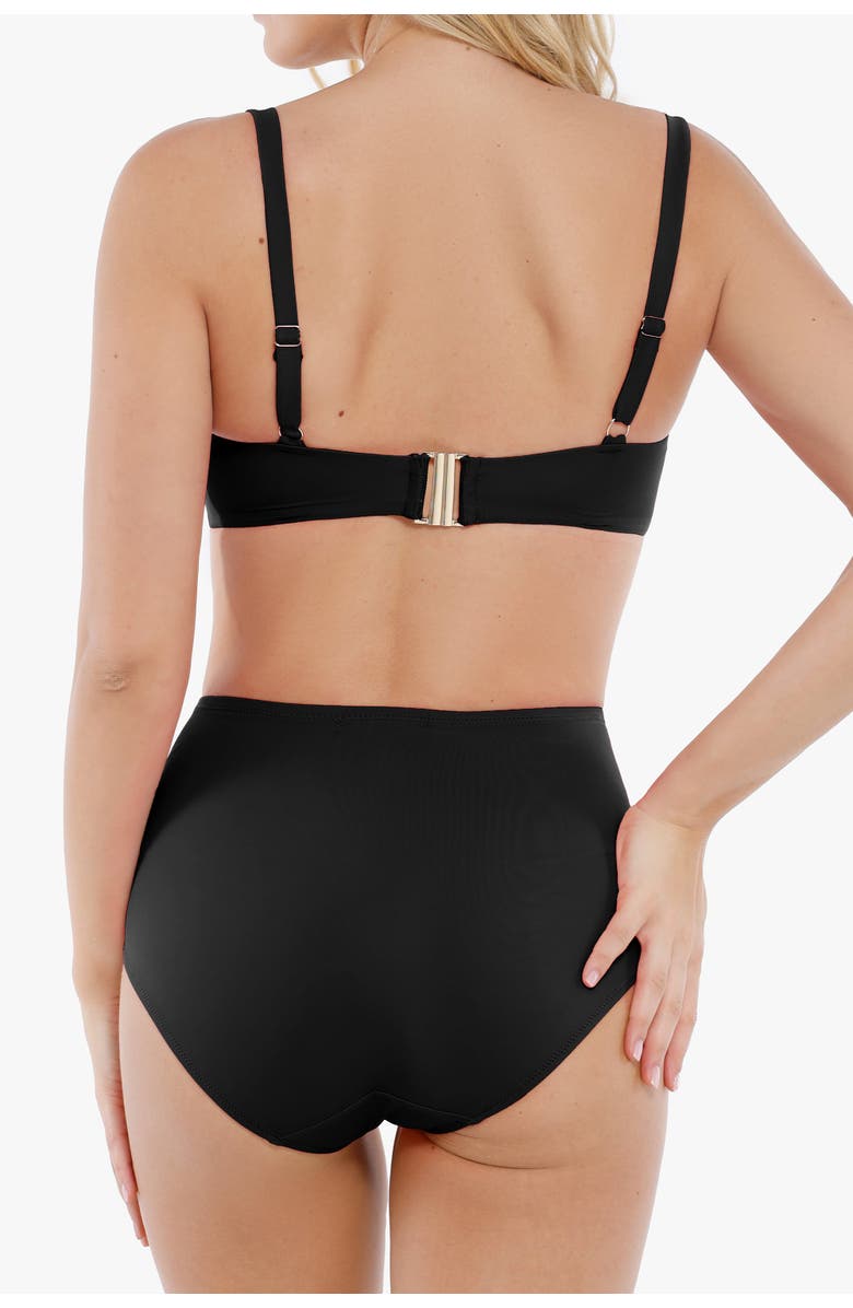 Popilush Tropical Print Underwire Shaping High Waist Swimwear Set, Alternate, color, Jet Black