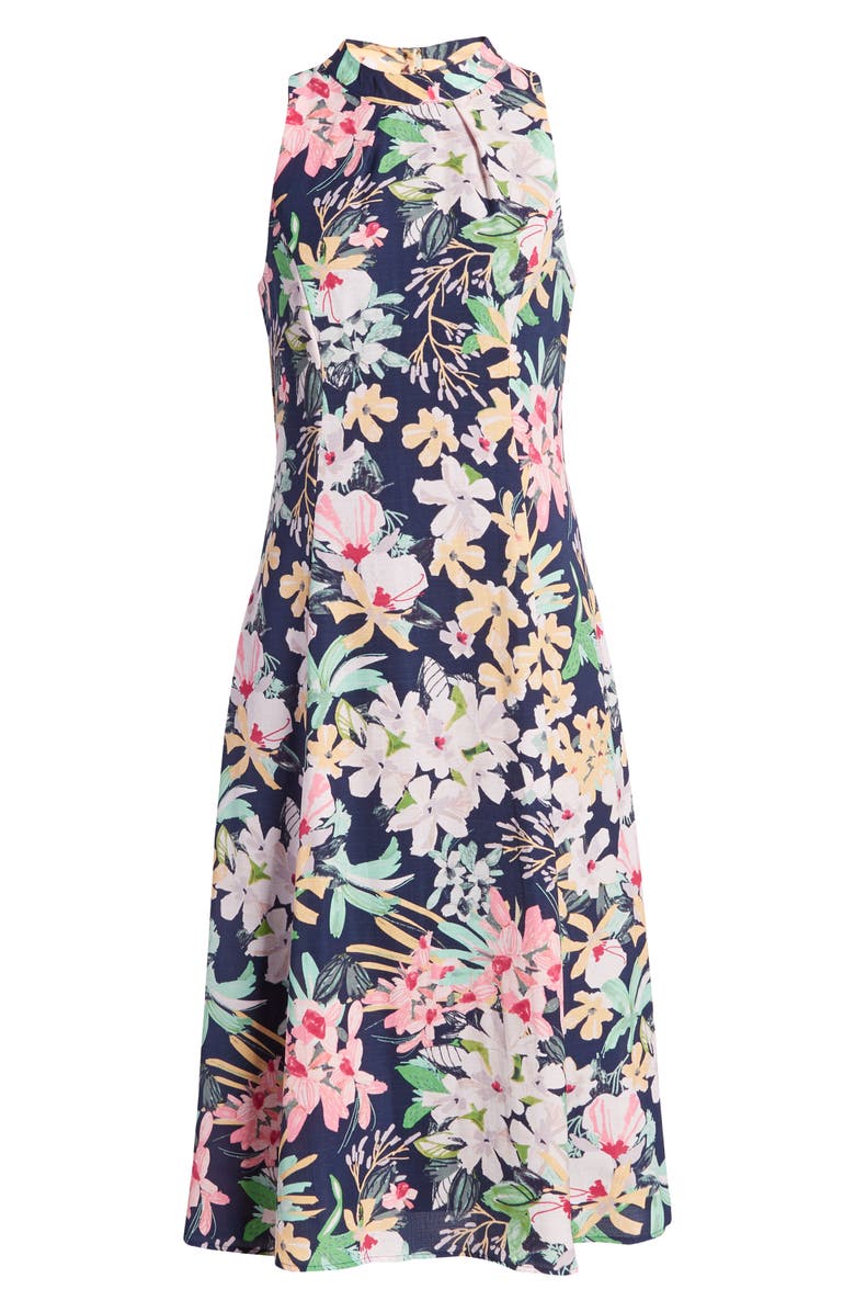 Donna Ricco Floral Midi Dress, Alternate, color, 