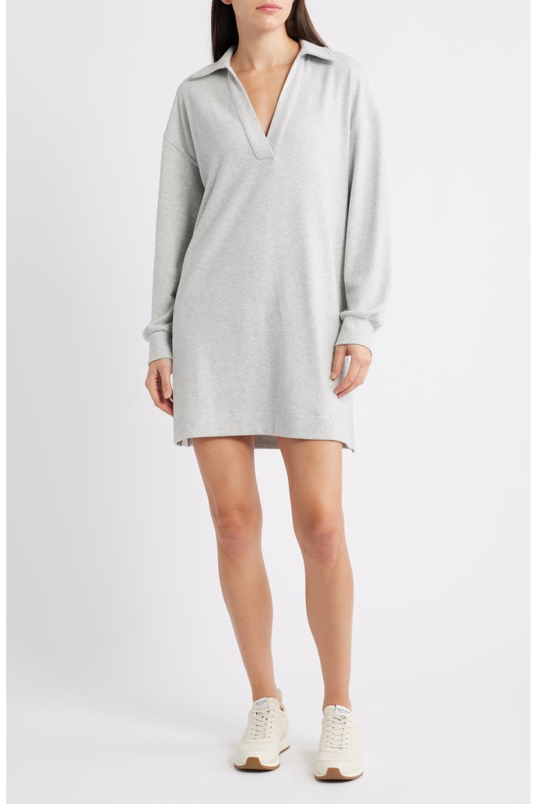 Legend Hudson Long Sleeve Polo Sweater Dress, Main, color, LIGHT HEATHER GREY