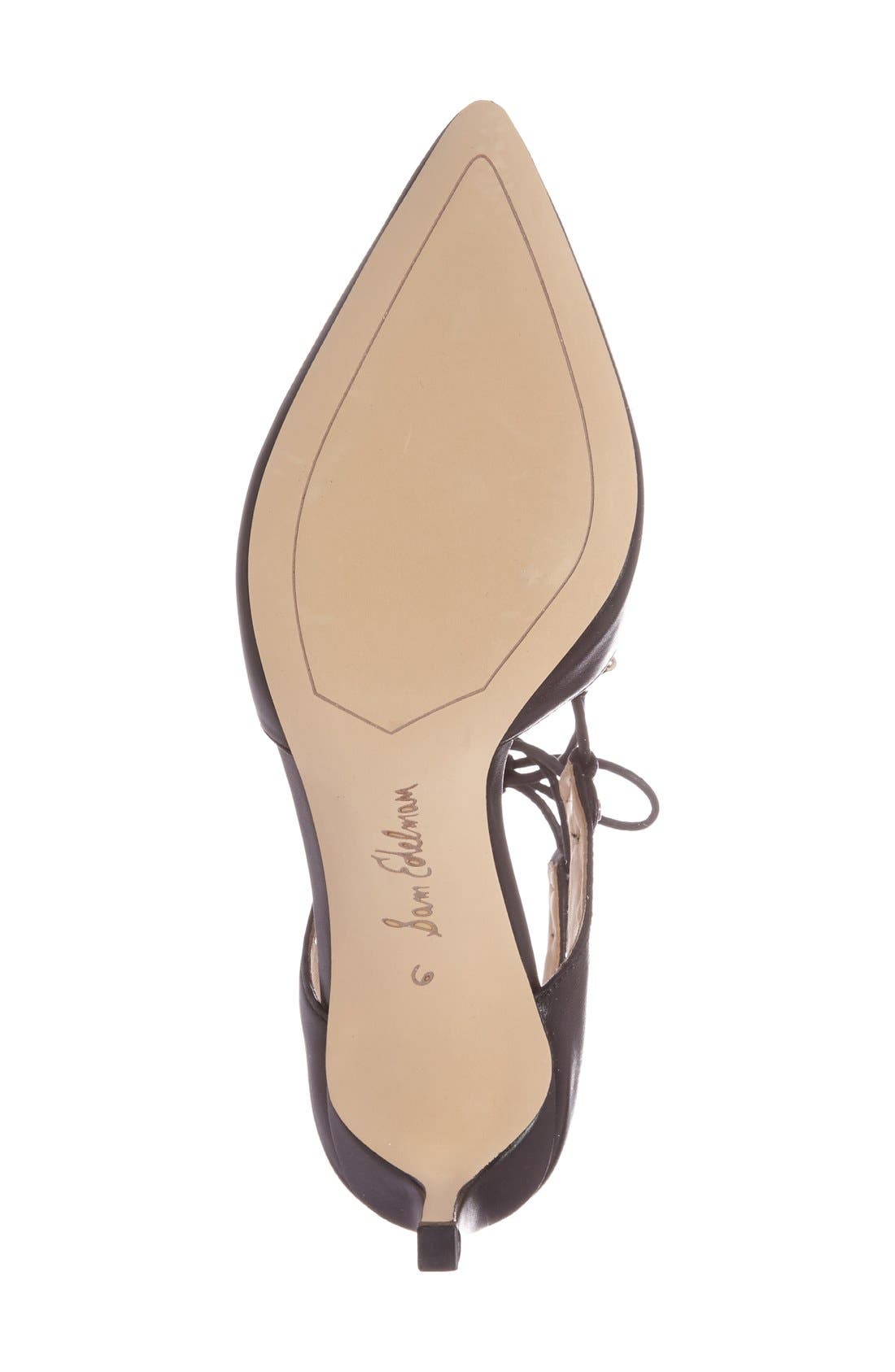 'Taylor' Ghillie Pointy Toe Pump, Alternate, color, BLACK/ BLACK LEATHER