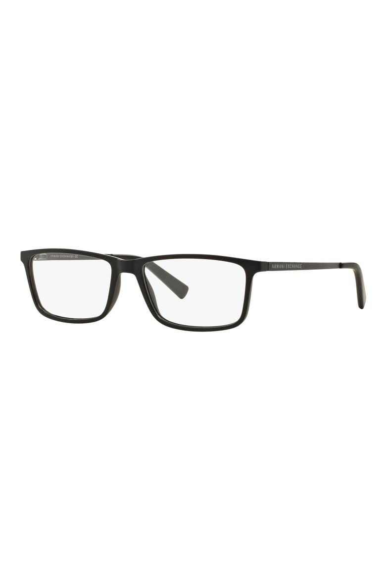 55mm Rectangular Optical Glasses, Alternate, color, MATTE BLACK