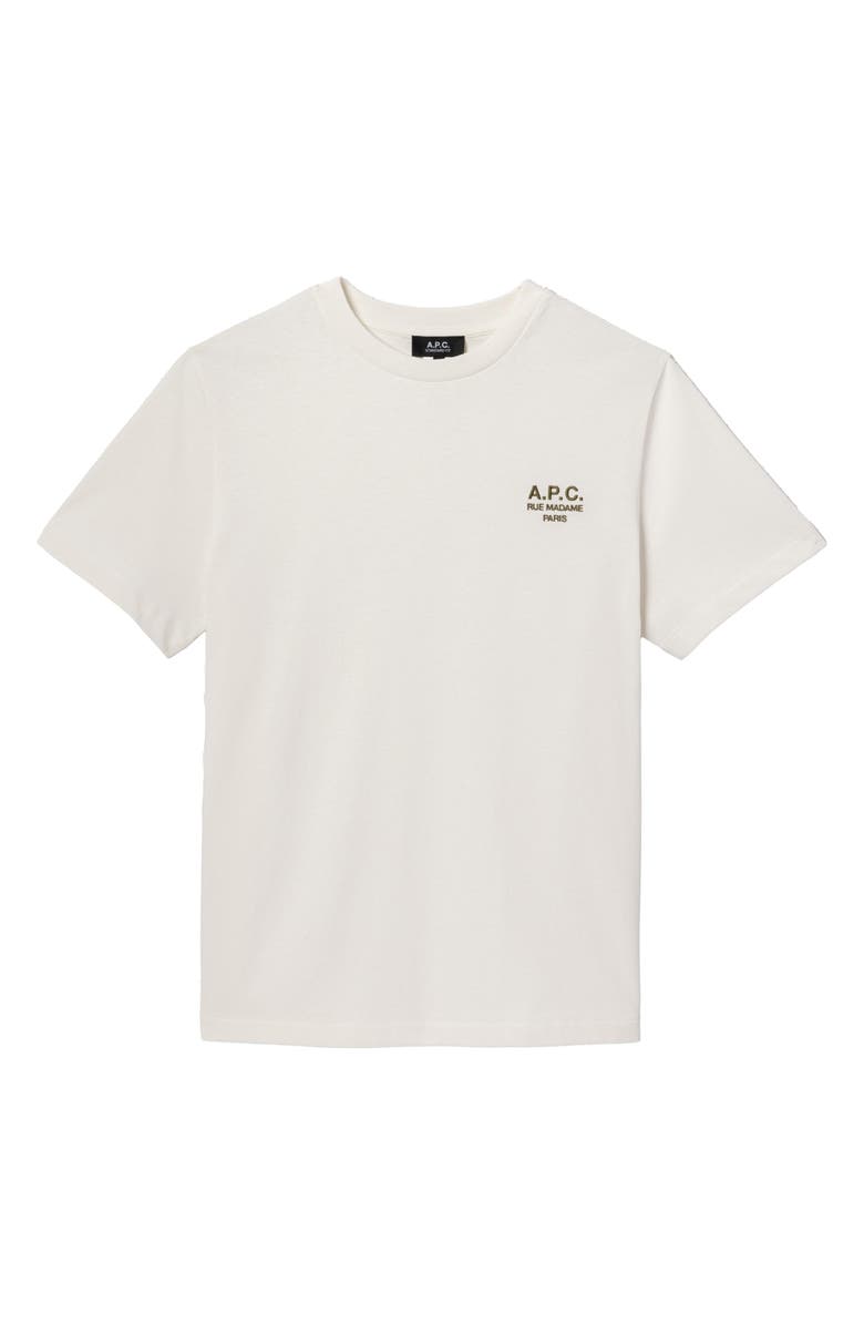 A.P.C. Embroidered Logo Cotton T-Shirt, Alternate, color, Blanc Kaki