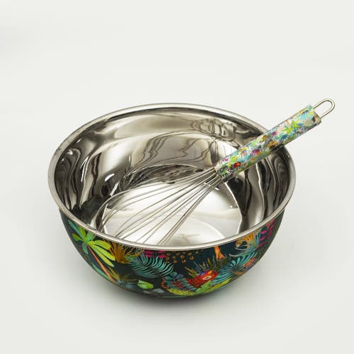 Mela Artisans Rainforest Bloom Bowl & Whisk Set In Multi