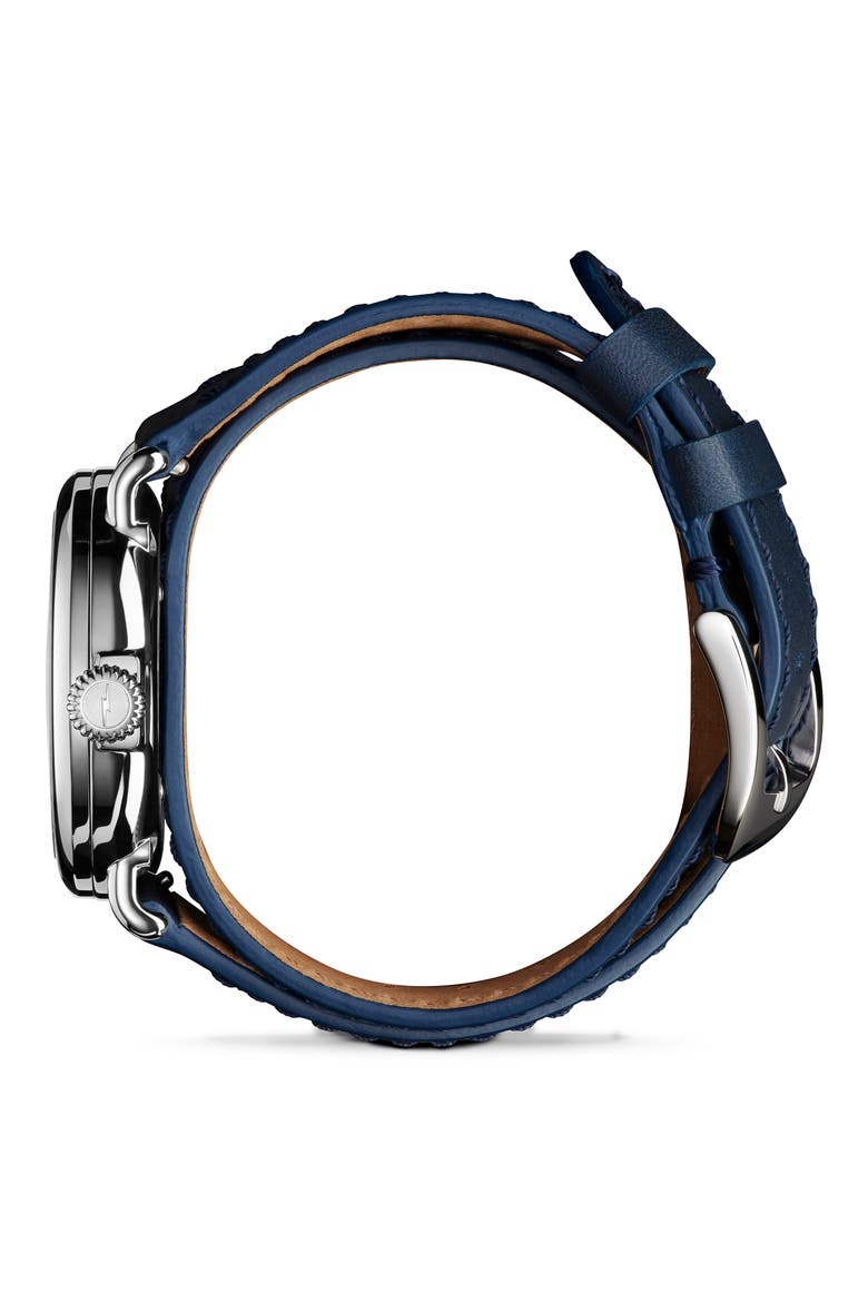 The Runwell Wraparound Leather Strap Watch, 36mm, Alternate, color, MIDBLUEMOP
