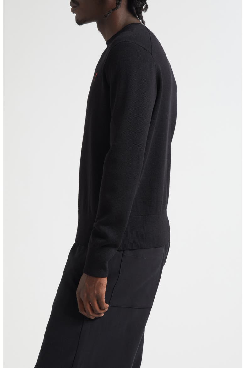 Ami de Coeur Wool Crewneck Sweater, Alternate, color, 009 NOIR/ROUGE