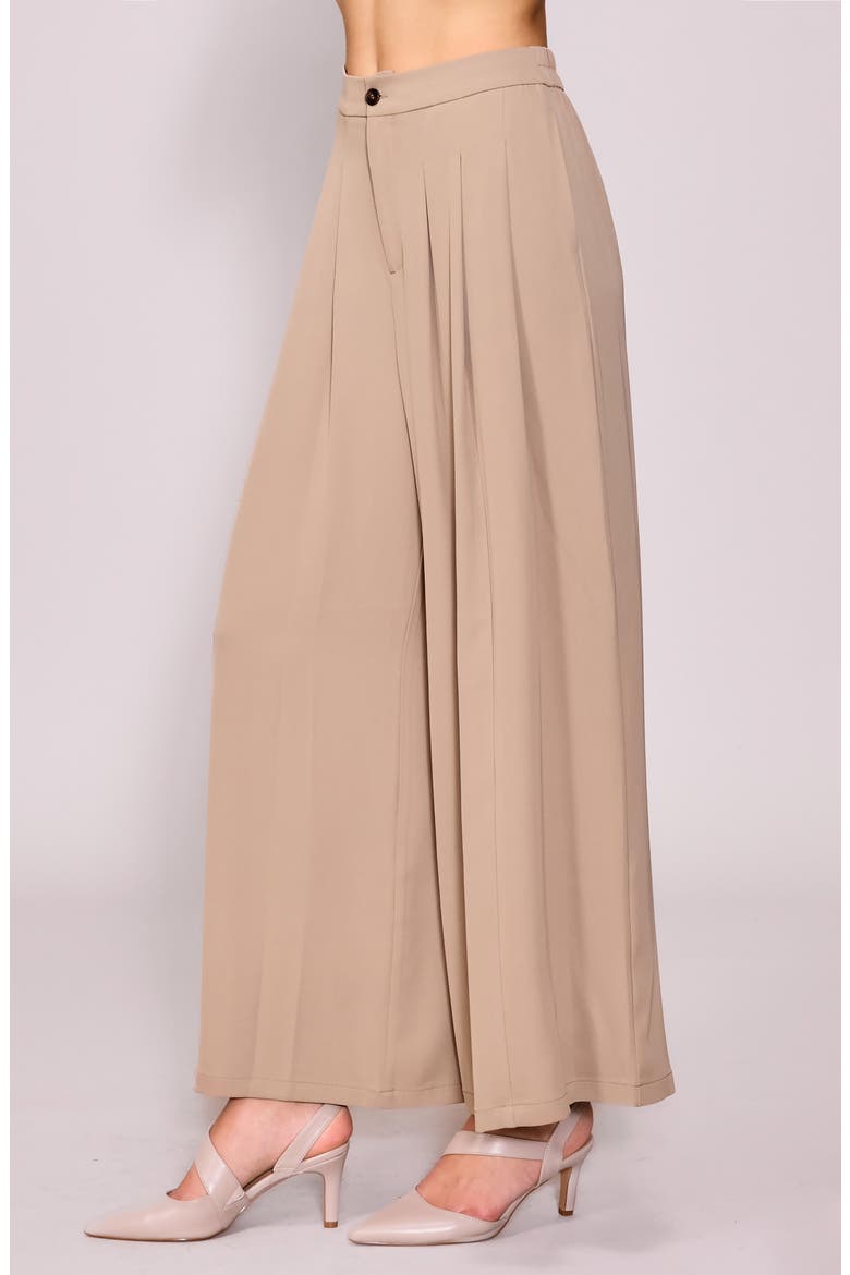 Pleated Crepe Wide Leg Pants, Alternate, color, KHAKI