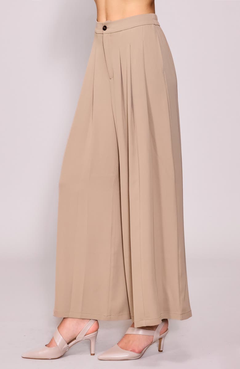MELLODAY Pleated Crepe Wide Leg Pants, Alternate, color, Khaki