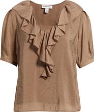 Nordstrom Ruffle Crinkle Semisheer Top