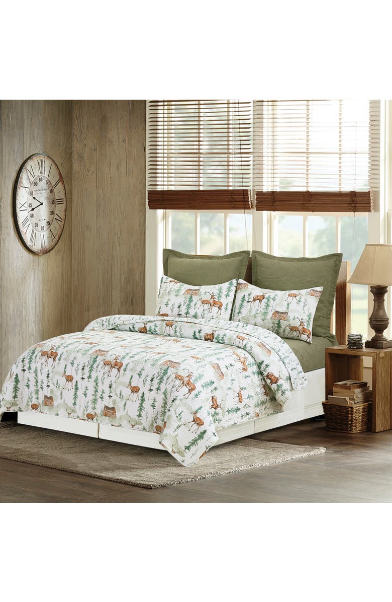 C&F Home Christopher Forest Cotton Quilt Set  - Reversible and Machine Washable, Alternate, color, White
