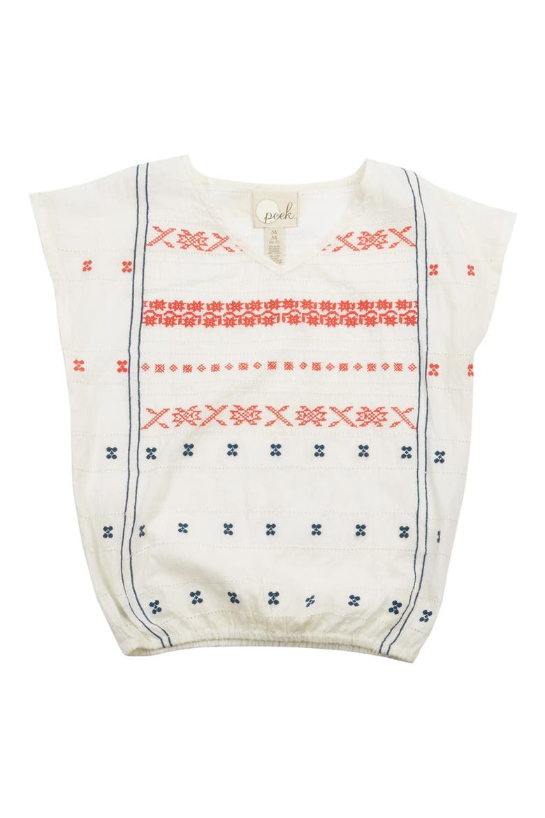 Peek 'Freedom' Embroidered Tunic, Main, color, OFF WHITE