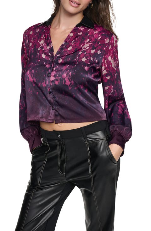 Abstract Print Long Sleeve Woven Shirt