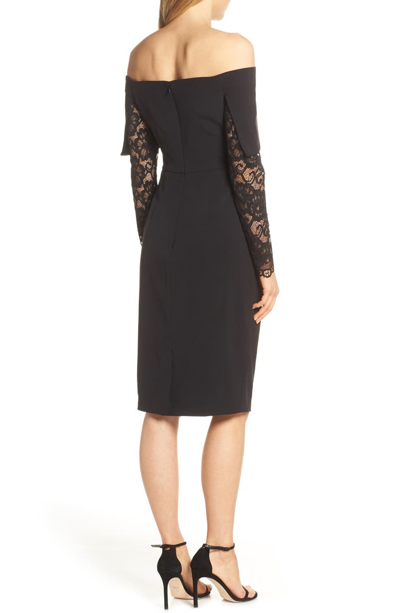 Vince Camuto Lace Sleeve Off the Shoulder Sheath Dress, Alternate, color,