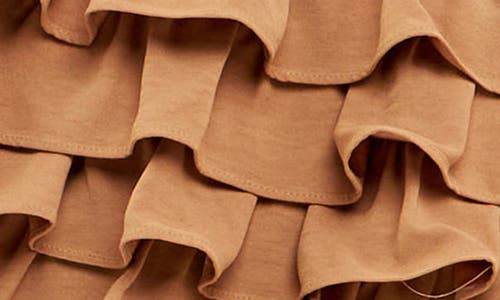 Endless Rose Smocked Tiered Ruffle Miniskirt In Beige