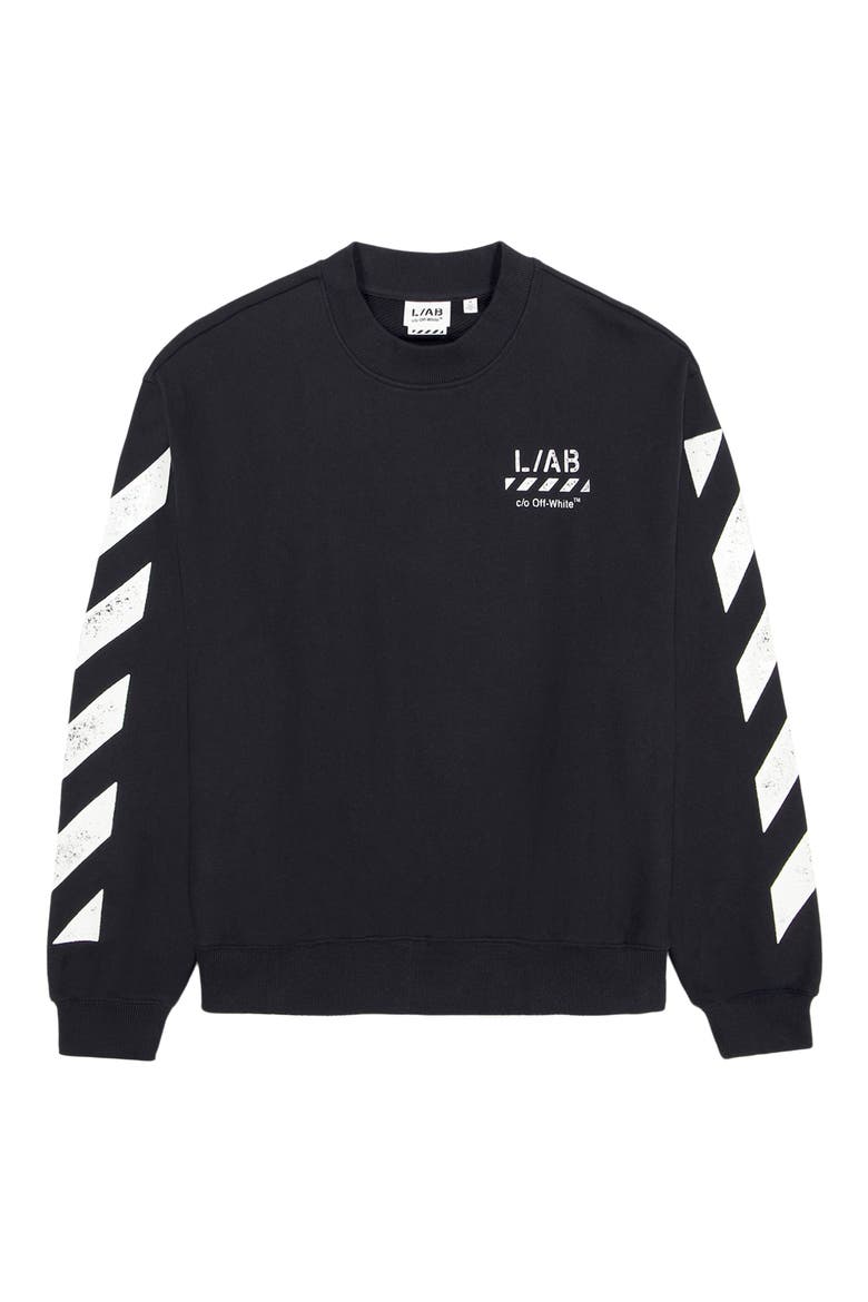 Diagonal Stripe Logo Cotton French Terry Graphic Sweatshirt, Alternate, color, BLACK