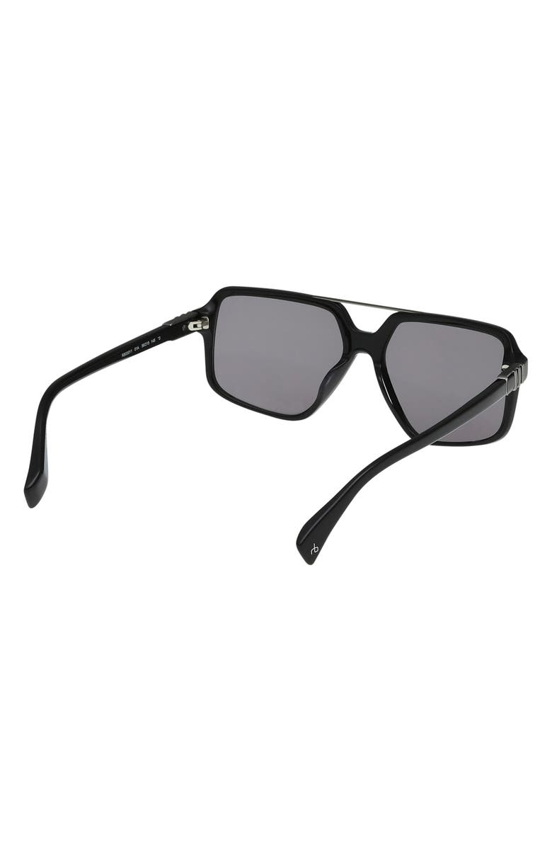 rag & bone 56mm Navigator Sunglasses, Alternate, color, Shiny Black / Smoke Lenses