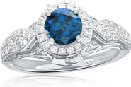 SOUZANA by Suzy Levian 14K White Gold 0.79ct Blue Diamond & 0.37cttw Diamond Ring