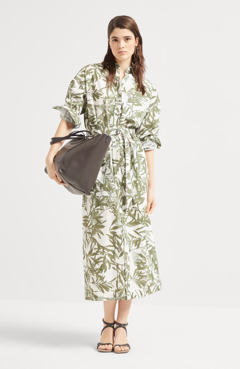 Brunello Cucinelli Herbarium Print chemisier dress, Alternate, color,