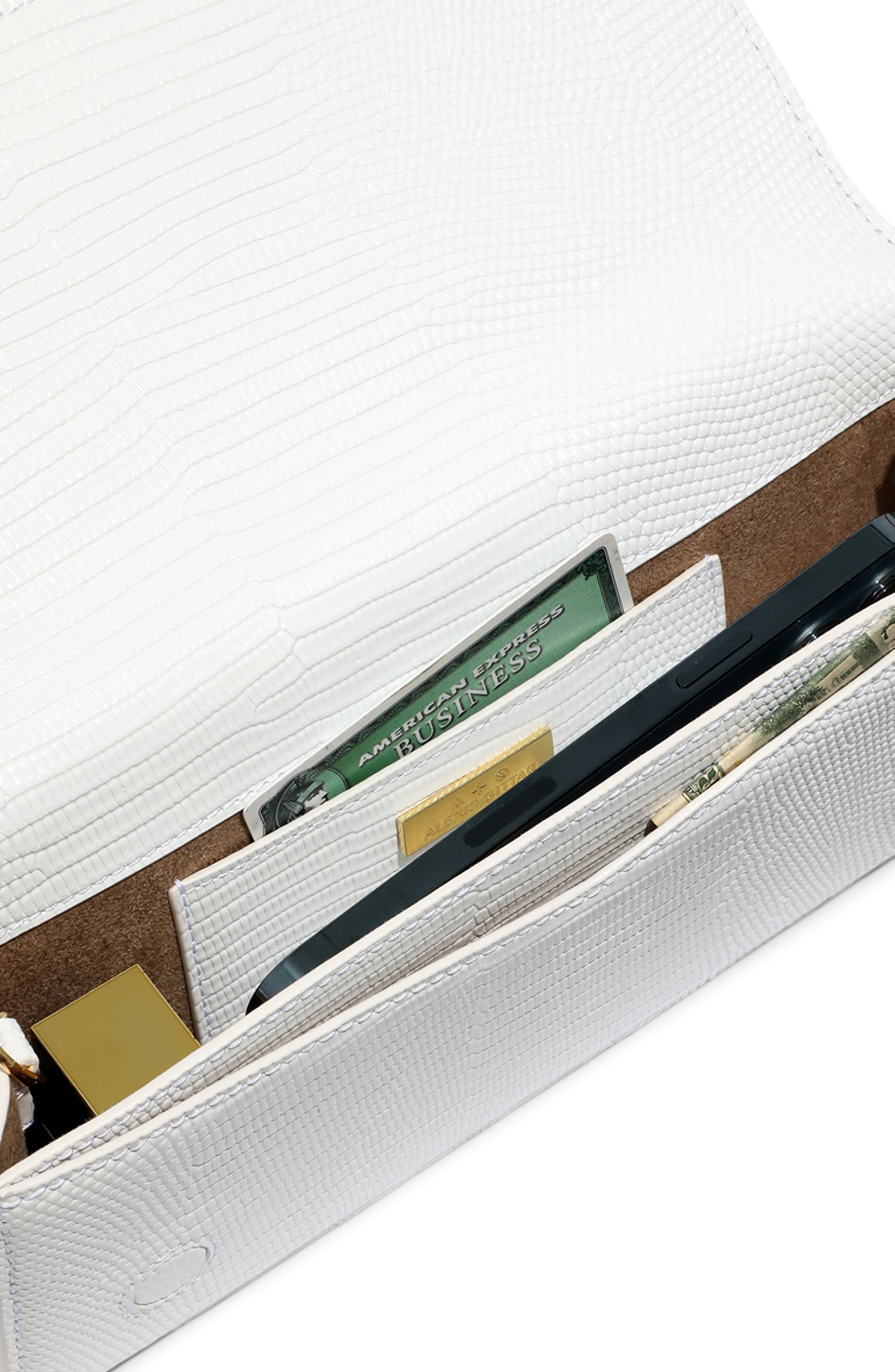 Twisted Side Handle Leather Clutch, Alternate, color, WHITE
