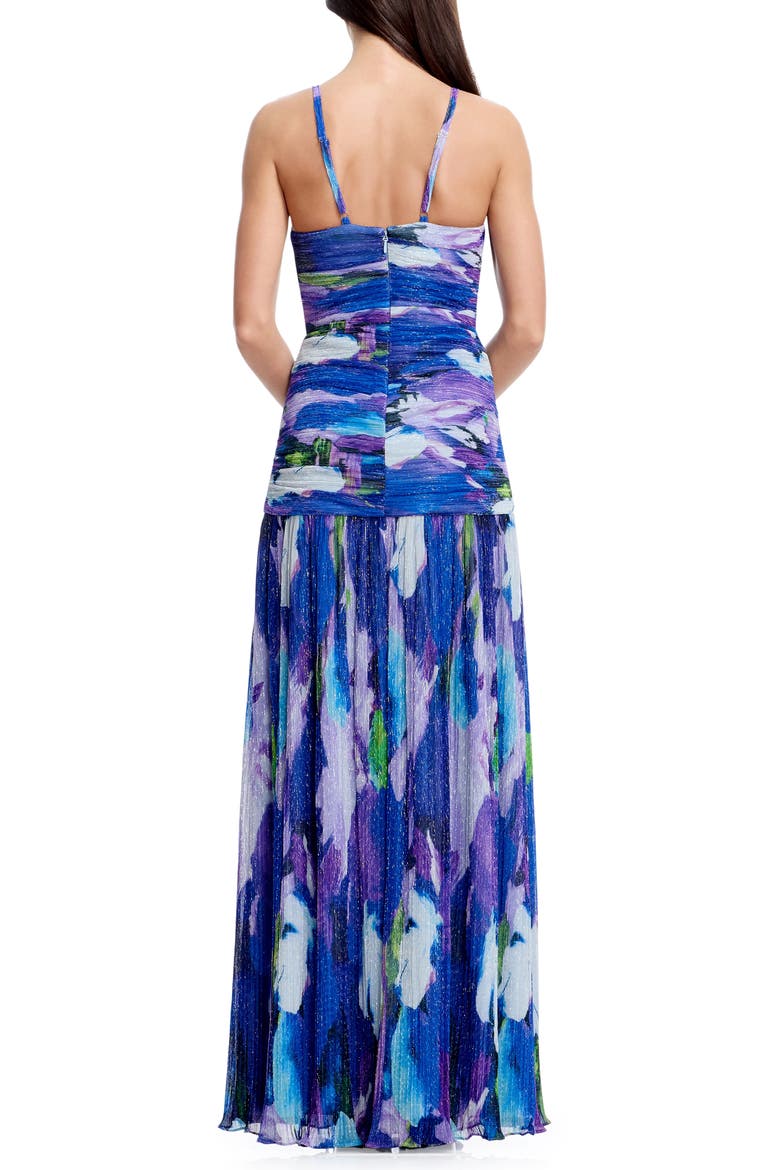 Elora Metallic Floral Gown, Alternate, color, ELECTRIC BLUE MULTI