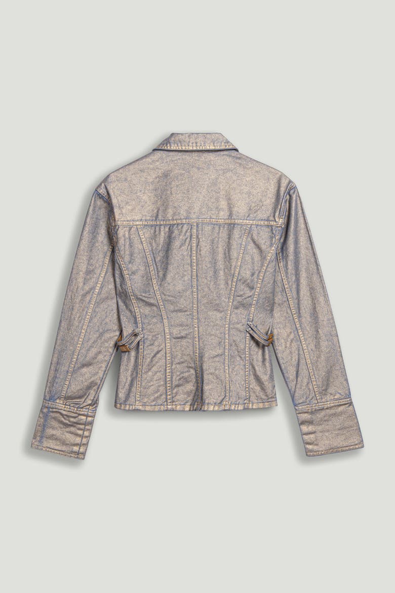 Metallic Denim Jacket, Alternate, color, Metallic Gold