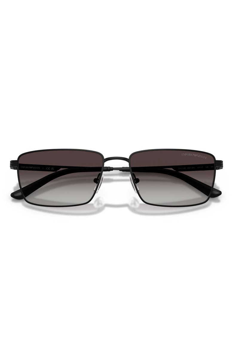 Emporio Armani 57mm Rectangular Sunglasses, Alternate, color, Matte Black / Grey Gradient