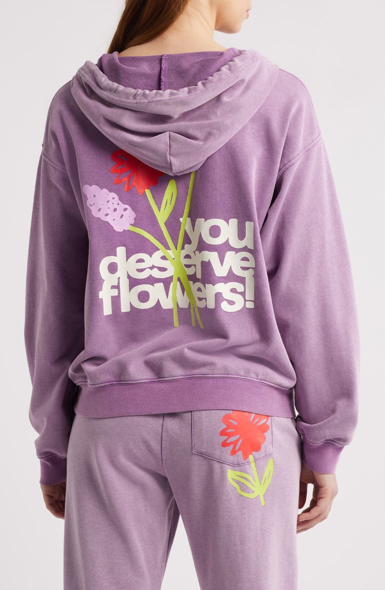 THE MAYFAIR GROUP You Deserve Flowers French Terry Graphic Hoodie, Alternate, color, Purple