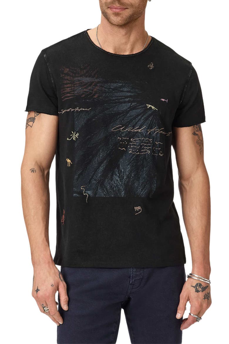 Wild Heart Raw Edge Graphic T-Shirt, Main, color, BLACK