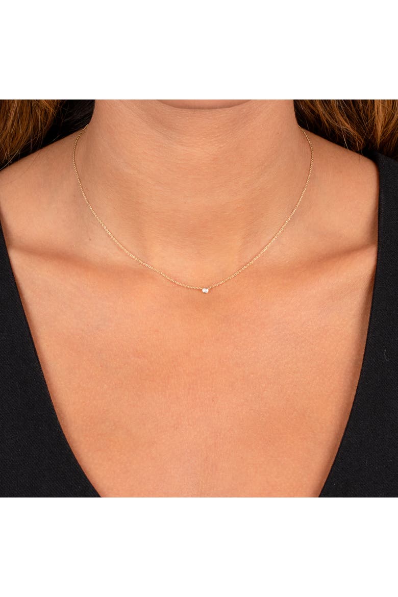 Diamond Tiny Bezel Necklace 14K, Alternate, color, 14K Gold