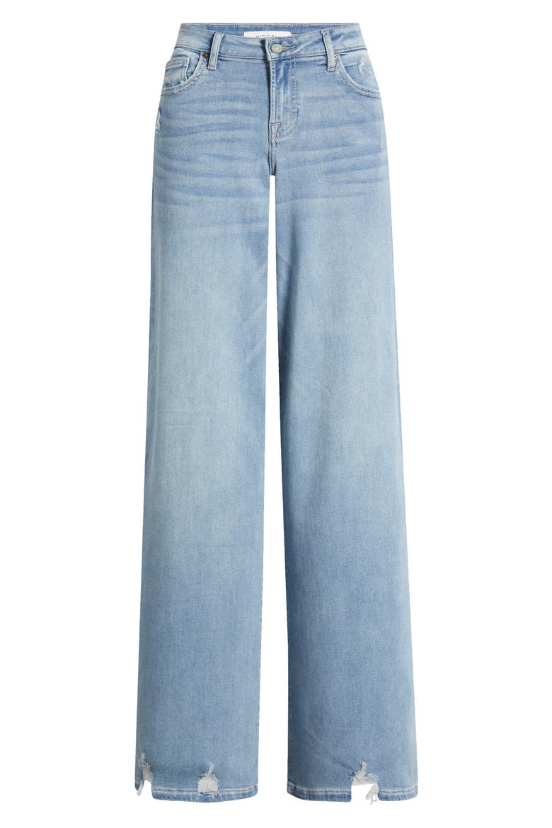 Chewed Hem Super Wide Leg Jeans, Alternate, color, LIGHT WASH