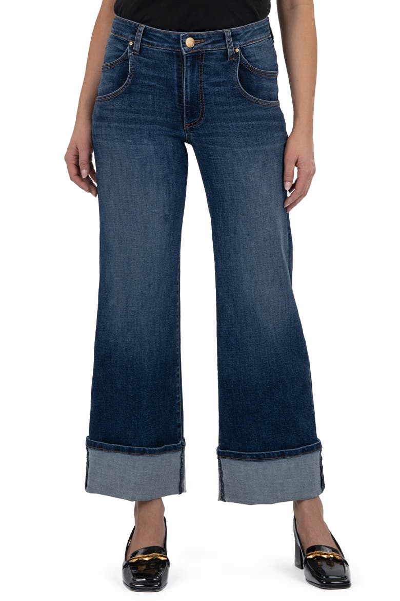 Meg High Waist Cuffed Hem Wide Leg Jeans, Main, color, KINDHEARTED