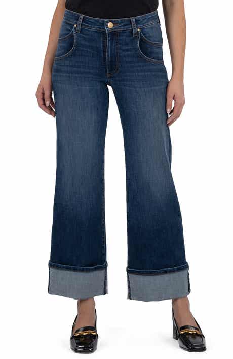 KUT from the Kloth Meg High Waist Cuffed Hem Wide Leg Jeans