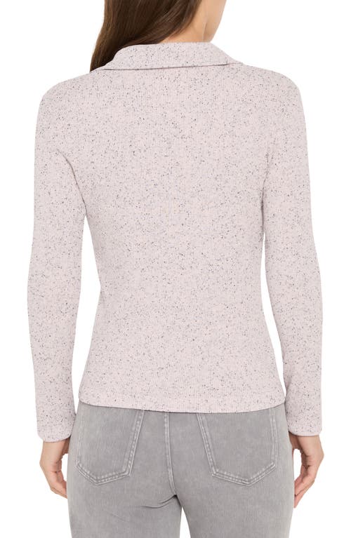 Nzt By Nic+zoe Rib Long Sleeve Polo Top In Gray
