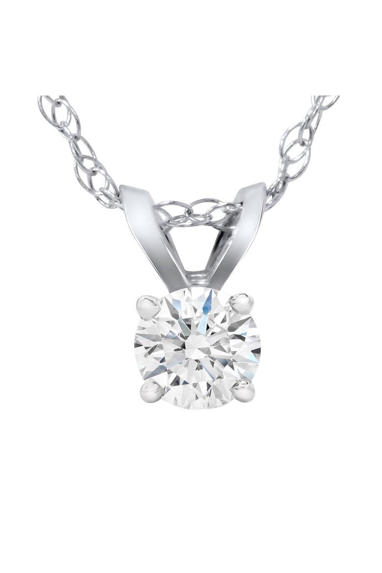 3/4ct Lab Grown Diamond Round Solitaire Pendant 14K Gold Necklace, Main, color, 14k White Gold