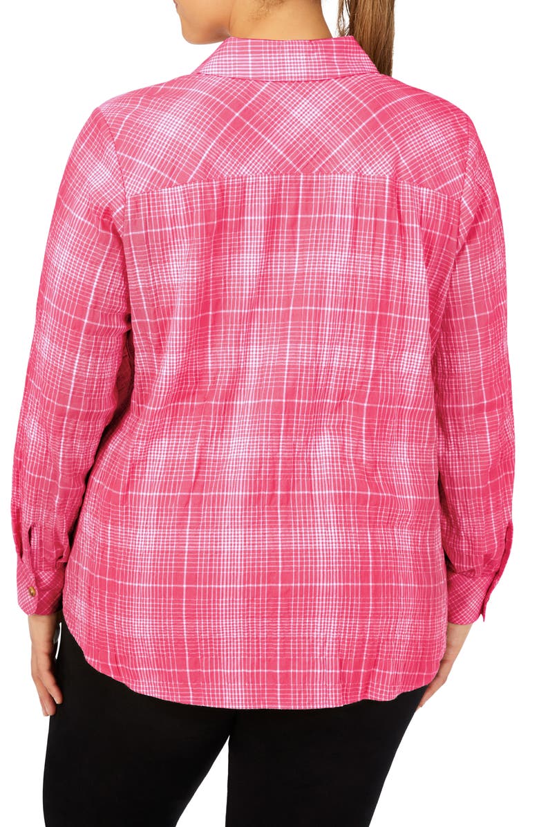 Foxcroft Rhea Plaid Button-Up Shirt, Alternate, color, Pure Pink