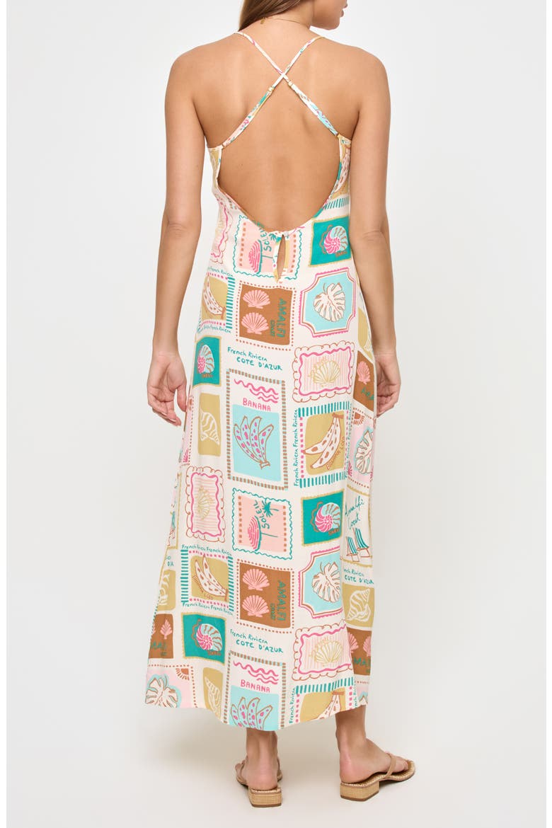 Summer Somewhere Print Slipdress, Alternate, color, POSTCARDS