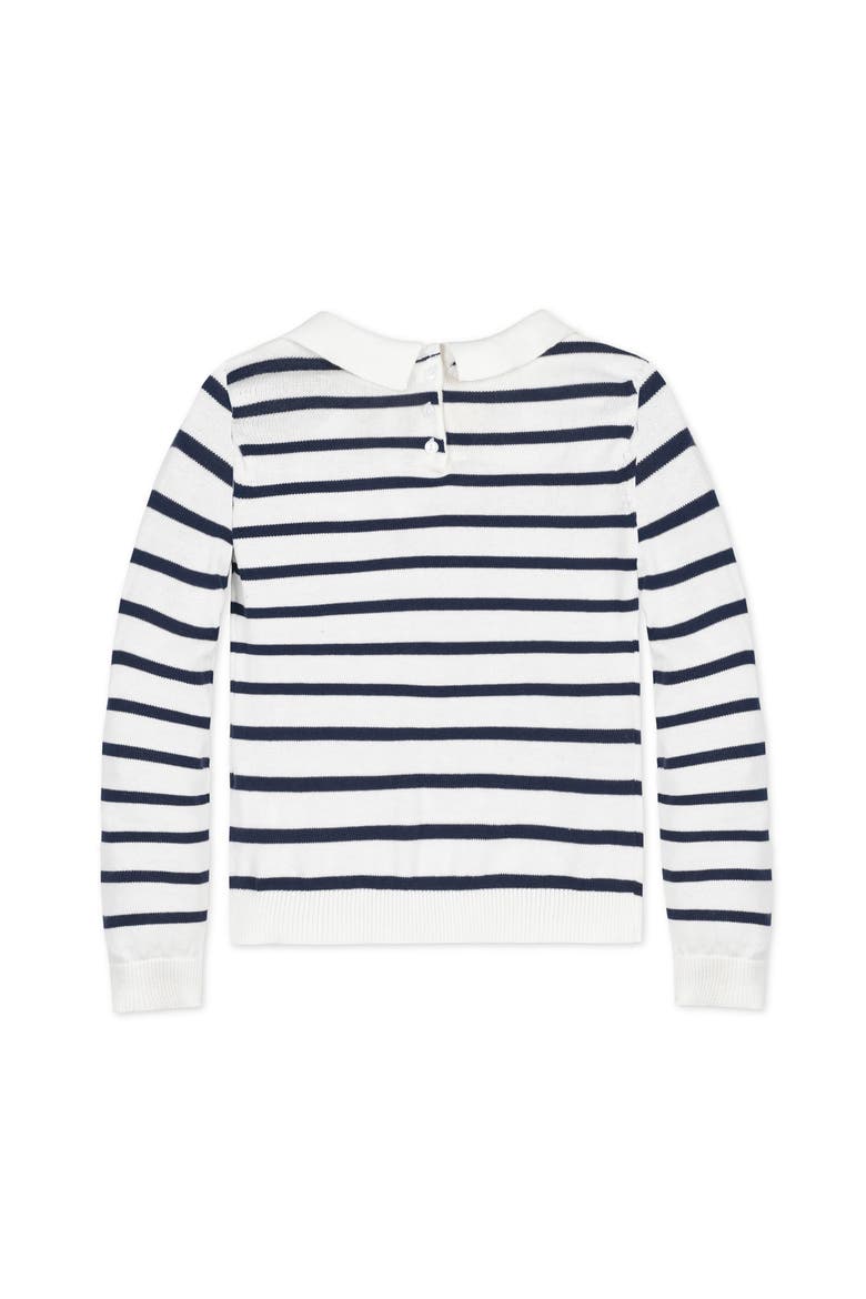 Baby Girls' Organic French Collared Keyhole Sweater, Infant, Alternate, color, Navy Breton Stripe with Collar
