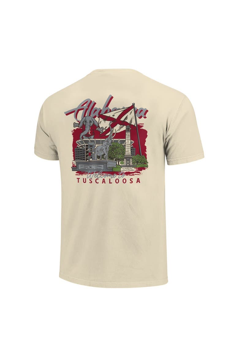 Men's Image One  Natural Alabama Crimson Tide Comfort Colors Hand-Drawn Campus Stack T-Shirt, Alternate, color, Natural