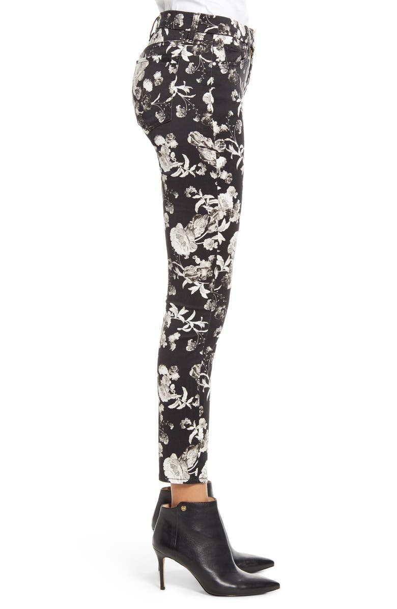 JEN7 by 7 For All Mankind High Waist Floral Print Ankle Skinny Jeans, Alternate, color,