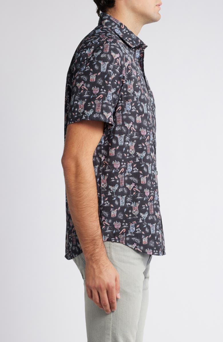 Tommy Bahama Bahama Coast Boozy Nights IslandZone<sup>®</sup> Short Sleeve Button-Up Shirt, Alternate, color, Night Cap