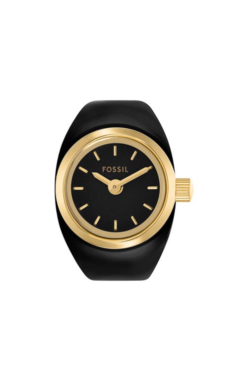 Fossil Ring Watch, 15mm In Black/gold
