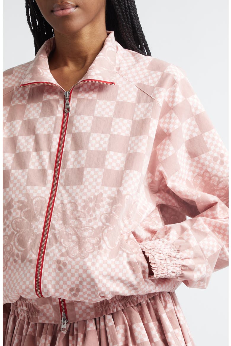 Shirred Track Jacket, Alternate, color, RED/ WHITE