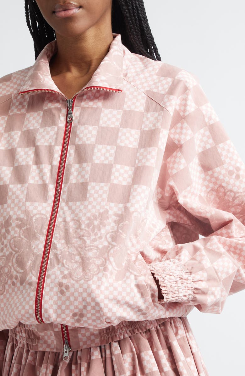 Paolina Russo Shirred Track Jacket, Alternate, color, Red/ White