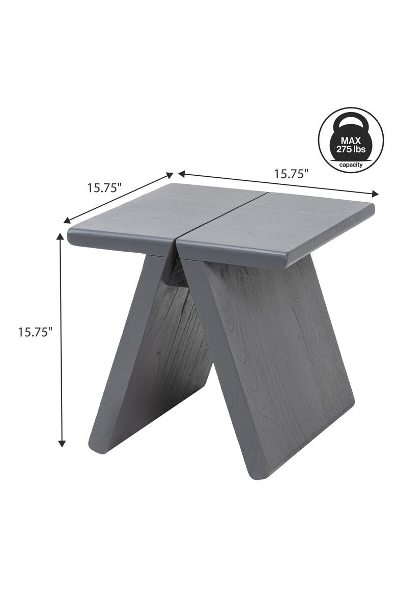 Jack Handcrafted Solid Wood Accent Stool, Minimalist A-Frame Backless Vanity Seat and Living Room Footstool, Alternate, color, Dark Gray