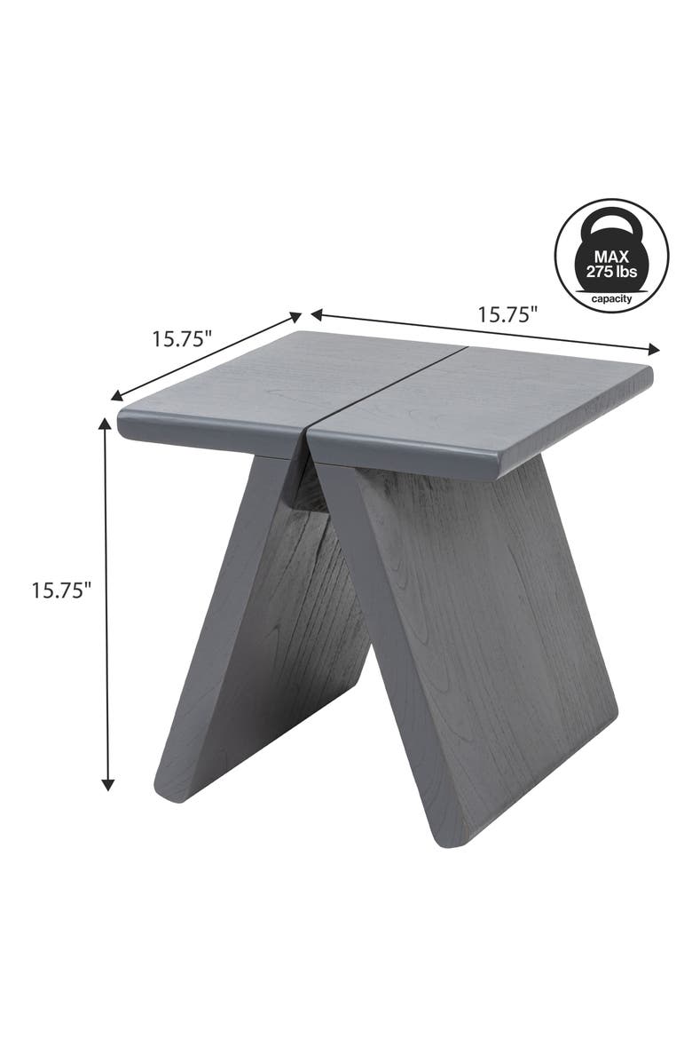 JONATHAN Y Jack Rustic Scandinavian Handcrafted Solid Mindi Wood Sculptural Base Accent Stool, Alternate, color, Dark Gray