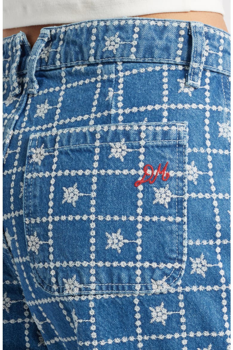 Embroidered Straight Leg Organic Cotton Jeans, Alternate, color, BLUE