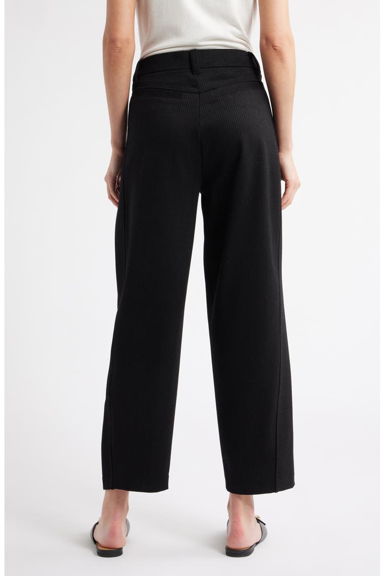 Skyrise Pleated Pinstripe Relaxed Barrel Leg Ankle Trousers, Alternate, color, BLACK