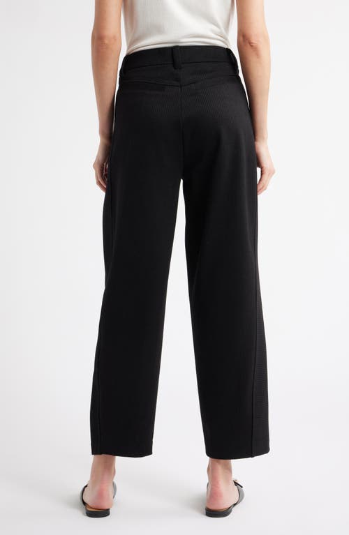 Wit & Wisdom Skyrise Pleated Pinstripe Relaxed Barrel Leg Ankle Trousers In Black