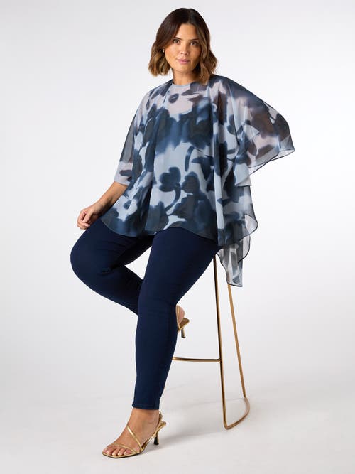 Live Unlimited Abstract Floral High Low Overlay Top In Blue